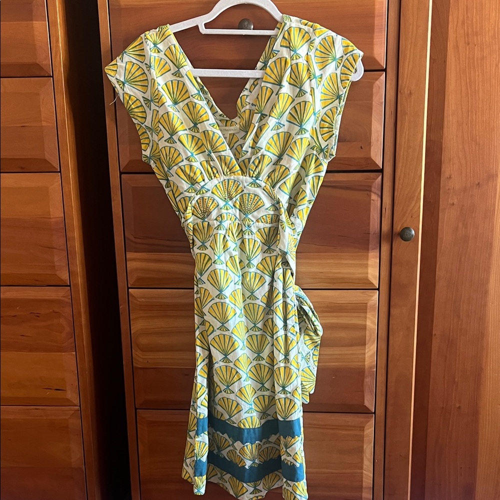 Mata Traders Yaga Crescent obi dress summer blue/yellow Sz M